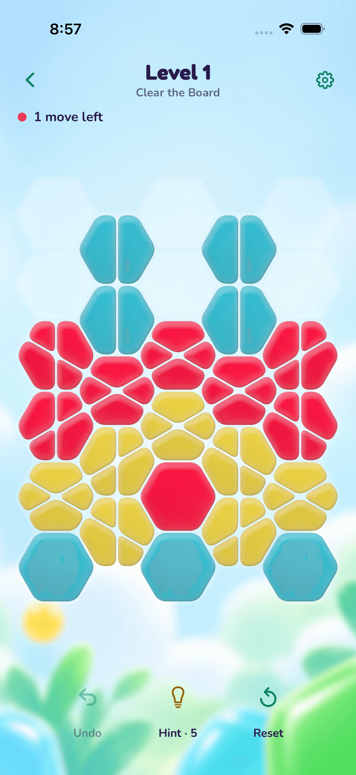 JellySplit 2.0 Clear the Board screen